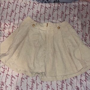 SHEIN Cream Mini Skater Skirt with Pleats for Casual Wear